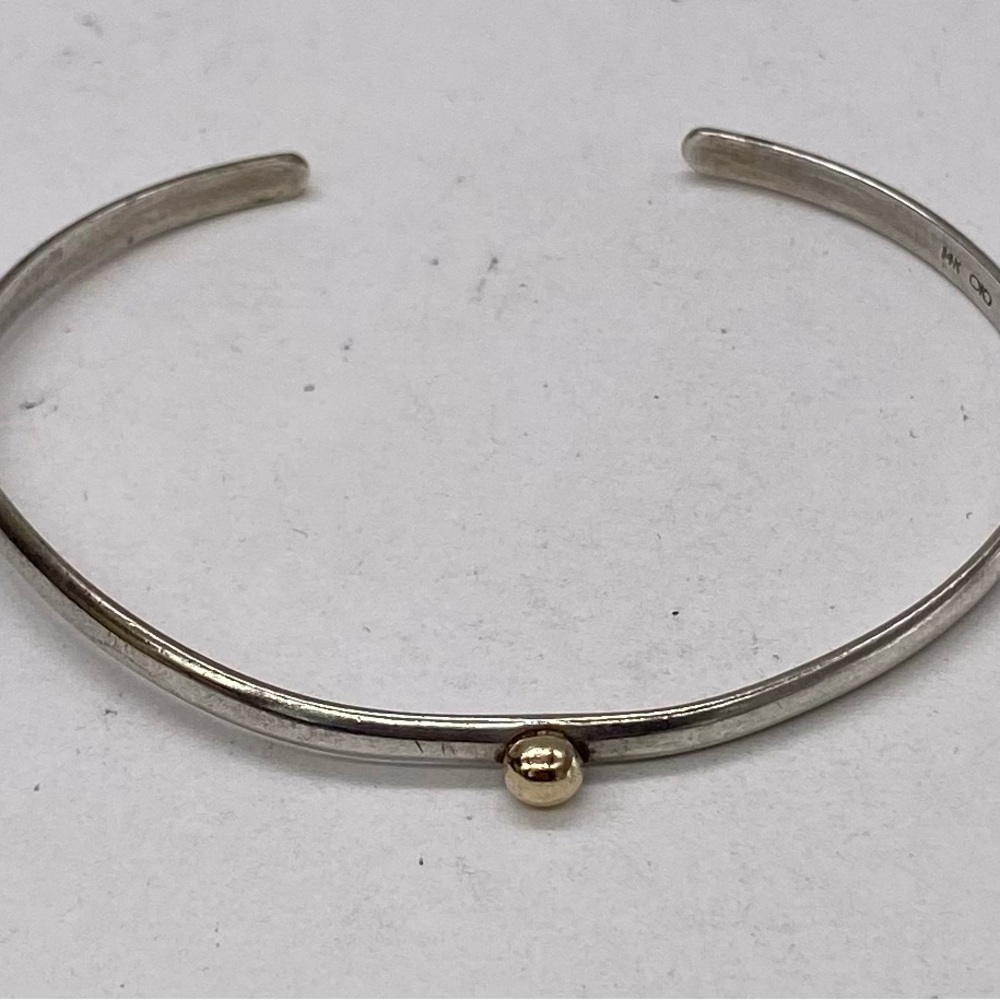 Vintage Silver Cuff Bracelet with Gold Accent